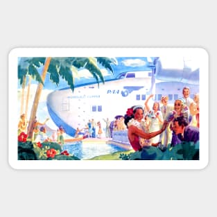 Holiday in Hawaii Arrive by Seaplane 1938 Travel Poster Sticker